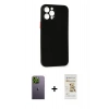 MARSİLYAN™- iPhone 12 Pro Max Kılıf Yadigar Yansıma Serisi - Siyah Mat Seramik Nano Ekran Koruyucu + Neon Fosforlu Kamera Lens - YL
