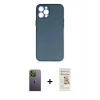 MARSİLYAN™- iPhone 12 Pro Max Kılıf Yadigar Yansıma Serisi - Siyah Mat Seramik Nano Ekran Koruyucu + Neon Fosforlu Kamera Lens - YL