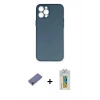 MARSİLYAN™- iPhone 12 Pro Max Kılıf Yadigar Yansıma Serisi - Siyah Polymer Nano Ekran Koruyucu + Gold Metal Kamera Lens Koruma Cam