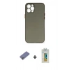 MARSİLYAN™- iPhone 12 Pro Max Kılıf Yadigar Yansıma Serisi - Siyah Polymer Nano Ekran Koruyucu + Gold Metal Kamera Lens Koruma Cam