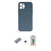 MARSİLYAN™- iPhone 12 Pro Max Kılıf Yadigar Yansıma Serisi - Siyah Polymer Nano Ekran Koruyucu + Gümüş Shine Kamera Lens Koruma Cam
