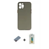 MARSİLYAN™- iPhone 12 Pro Max Kılıf Yadigar Yansıma Serisi - Siyah Polymer Nano Ekran Koruyucu + Metal Kamera Lens Koruma Cam - KI