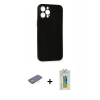 MARSİLYAN™- iPhone 12 Pro Max Kılıf Yadigar Yansıma Serisi - Siyah Polymer Nano Ekran Koruyucu + Renkli Kamera Lens Koruma Cam - SI