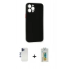MARSİLYAN™- iPhone 12 Pro Max Kılıf Yadigar Yansıma Serisi - Siyah Polymer Nano Ekran Koruyucu + Shine Kamera Lens - LT