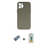 MARSİLYAN™- iPhone 12 Pro Max Kılıf Yadigar Yansıma Serisi - Siyah Polymer Nano Ekran Koruyucu + Shine Kamera Lens Koruma Cam - SH