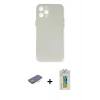 MARSİLYAN™- iPhone 12 Pro Max Kılıf Yadigar Yansıma Serisi - Siyah Polymer Nano Ekran Koruyucu + Turuncu Renkli Kamera Lens Koruma Cam