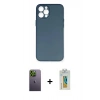 MARSİLYAN™- iPhone 12 Pro Max Kılıf Yadigar Yansıma Serisi - Siyah Polymer Nano Ekran Koruyucu + Neon Fosforlu Kamera Lens - YL