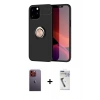 MARSİLYAN™- iPhone 12 Pro Max Kılıf Yankı Form Prime - Şeffaf Uv Polymer Nano Ekran Koruyucu + Turuncu Neon Fosforlu Kamera Lens