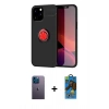 MARSİLYAN™- iPhone 12 Pro Max Kılıf Yankı Form Prime - Siyah 18D Cam Ekran Koruyucu + Neon Fosforlu Kamera Lens - MI