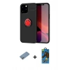 MARSİLYAN™- iPhone 12 Pro Max Kılıf Yankı Form Prime - Siyah 18D Cam Ekran Koruyucu + Shine Kamera Lens Koruma Cam - GS
