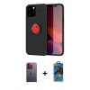 MARSİLYAN™- iPhone 12 Pro Max Kılıf Yankı Form Prime - Siyah 18D Cam Ekran Koruyucu + Neon Fosforlu Kamera Lens - TU