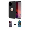MARSİLYAN™- iPhone 12 Pro Max Kılıf Yankı Form Prime - Siyah 18D Cam Ekran Koruyucu + Neon Fosforlu Kamera Lens - TU