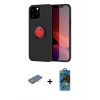 MARSİLYAN™- iPhone 12 Pro Max Kılıf Yankı Form Prime - Siyah 18D Cam Ekran Koruyucu + Renkli Kamera Lens Koruma Cam - TU