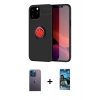 MARSİLYAN™- iPhone 12 Pro Max Kılıf Yankı Form Prime - Siyah 34D Izgaralı Cam + Mavi Neon Fosforlu Kamera Lens