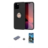 MARSİLYAN™- iPhone 12 Pro Max Kılıf Yankı Form Prime - Siyah 34D Izgaralı Cam + Renkli Kamera Lens Koruma Cam - MI
