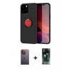 MARSİLYAN™- iPhone 12 Pro Max Kılıf Yankı Form Prime - Siyah 360 Mat Full Body Arka Koruyucu + Neon Fosforlu Kamera Lens - SI