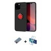 MARSİLYAN™- iPhone 12 Pro Max Kılıf Yankı Form Prime - Siyah 3D Antistatik Cam Ekran Koruyucu + Metal Kamera Lens Koruma Cam - KI