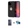MARSİLYAN™- iPhone 12 Pro Max Kılıf Yankı Form Prime - Siyah 3D Antistatik Cam Ekran Koruyucu + Neon Fosforlu Kamera Lens - MI