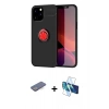 MARSİLYAN™- iPhone 12 Pro Max Kılıf Yankı Form Prime - Siyah 3D Antistatik Cam Ekran Koruyucu + Mavi Renkli Kamera Lens Koruma Cam