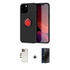 MARSİLYAN™- iPhone 12 Pro Max Kılıf Yankı Form Prime - Siyah 3D Antistatik Hayalet Cam Ekran Koruyucu + Gold Shine Kamera Lens