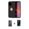 MARSİLYAN™- iPhone 12 Pro Max Kılıf Yankı Form Prime - Siyah 3D Antistatik Hayalet Cam Ekran Koruyucu + Neon Fosforlu Kamera Lens - BZ