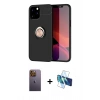 MARSİLYAN™- iPhone 12 Pro Max Kılıf Yankı Form Prime - Siyah 3D Antistatik Seramik Nano Ekran Koruyucu + Neon Fosforlu Kamera Lens - SI