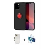 MARSİLYAN™- iPhone 12 Pro Max Kılıf Yankı Form Prime - Siyah 3D Antistatik Seramik Nano Ekran Koruyucu + Shine Kamera Lens - GD