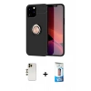 MARSİLYAN™- iPhone 12 Pro Max Kılıf Yankı Form Prime - Siyah 5D Eko Cam Ekran Koruyucu + Shine Kamera Lens - GD