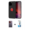 MARSİLYAN™- iPhone 12 Pro Max Kılıf Yankı Form Prime - Siyah 5D Eko Cam Ekran Koruyucu + Neon Fosforlu Kamera Lens - TU