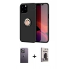 MARSİLYAN™- iPhone 12 Pro Max Kılıf Yankı Form Prime - Siyah Bilvis Hayalet Cam Ekran Koruyucu + Neon Fosforlu Kamera Lens - BZ
