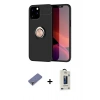 MARSİLYAN™- iPhone 12 Pro Max Kılıf Yankı Form Prime - Siyah Bilvis Hayalet Cam Ekran Koruyucu + Metal Kamera Lens Koruma Cam - GD