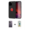 MARSİLYAN™- iPhone 12 Pro Max Kılıf Yankı Form Prime - Siyah Polymer Nano Ekran Koruyucu + Neon Fosforlu Kamera Lens - BZ