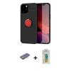 MARSİLYAN™- iPhone 12 Pro Max Kılıf Yankı Form Prime - Siyah Polymer Nano Ekran Koruyucu + Renkli Kamera Lens Koruma Cam - TU
