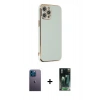 MARSİLYAN™- iPhone 12 Pro Max Kılıf Yankı Serisi - Şeffaf 360 Full Body Arka Koruyucu + Neon Fosforlu Kamera Lens - MI