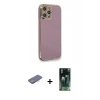 MARSİLYAN™- iPhone 12 Pro Max Kılıf Yankı Serisi - Şeffaf 360 Full Body Arka Koruyucu + Renkli Kamera Lens Koruma Cam - PE