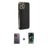 MARSİLYAN™- iPhone 12 Pro Max Kılıf Yankı Serisi - Şeffaf 360 Full Body Arka Koruyucu + Sarı Neon Fosforlu Kamera Lens