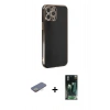 MARSİLYAN™- iPhone 12 Pro Max Kılıf Yankı Serisi - Şeffaf 360 Full Body Arka Koruyucu + Sarı Renkli Kamera Lens Koruma Cam