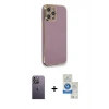 MARSİLYAN™- iPhone 12 Pro Max Kılıf Yankı Serisi - Şeffaf Royal Nano Ekran Koruyucu + Neon Fosforlu Kamera Lens - BZ
