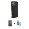 MARSİLYAN™- iPhone 12 Pro Max Kılıf Yankı Serisi - Şeffaf Royal Nano Ekran Koruyucu + Neon Fosforlu Kamera Lens - BZ
