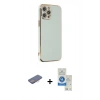 MARSİLYAN™- iPhone 12 Pro Max Kılıf Yankı Serisi - Şeffaf Royal Nano Ekran Koruyucu + Pembe Renkli Kamera Lens Koruma Cam