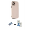 MARSİLYAN™- iPhone 12 Pro Max Kılıf Yankı Serisi - Şeffaf Royal Nano Ekran Koruyucu + Pembe Shine Kamera Lens Koruma Cam