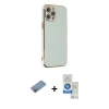 MARSİLYAN™- iPhone 12 Pro Max Kılıf Yankı Serisi - Şeffaf Royal Nano Ekran Koruyucu + Pembe Shine Kamera Lens Koruma Cam