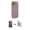 MARSİLYAN™- iPhone 12 Pro Max Kılıf Yankı Serisi - Şeffaf Royal Nano Ekran Koruyucu + Neon Fosforlu Kamera Lens - SI