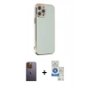 MARSİLYAN™- iPhone 12 Pro Max Kılıf Yankı Serisi - Şeffaf Royal Nano Ekran Koruyucu + Neon Fosforlu Kamera Lens - SI
