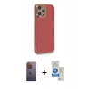 MARSİLYAN™- iPhone 12 Pro Max Kılıf Yankı Serisi - Şeffaf Royal Nano Ekran Koruyucu + Neon Fosforlu Kamera Lens - SI