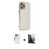 MARSİLYAN™- iPhone 12 Pro Max Kılıf Yankı Serisi - Şeffaf Temperli Cam Ekran Koruyucu + Gold Shine Kamera Lens