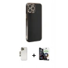 MARSİLYAN™- iPhone 12 Pro Max Kılıf Yankı Serisi - Şeffaf Temperli Cam Ekran Koruyucu + Gold Shine Kamera Lens