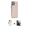 MARSİLYAN™- iPhone 12 Pro Max Kılıf Yankı Serisi - Şeffaf Temperli Cam Ekran Koruyucu + Gold Shine Kamera Lens