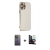 MARSİLYAN™- iPhone 12 Pro Max Kılıf Yankı Serisi - Şeffaf Temperli Cam Ekran Koruyucu + Neon Fosforlu Kamera Lens - YL