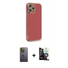 MARSİLYAN™- iPhone 12 Pro Max Kılıf Yankı Serisi - Şeffaf Temperli Cam Ekran Koruyucu + Neon Fosforlu Kamera Lens - YL